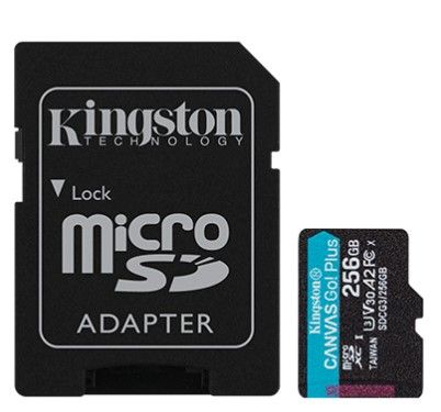 Карта пам'яті Kingston microSD 256GB C10 UHS-I U3 A2 R170/W90MB/s + SD (SDCG3/256GB) SDCG3/256GB фото