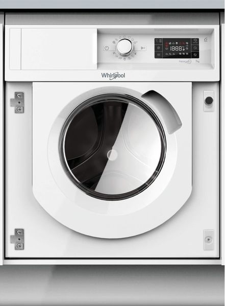 Стиральная машина Whirlpool встраиваемая фронтальная, 7кг, 1400, A+++, 60см, дисплей, пара, инвертор, белый BIWMWG71484E фото