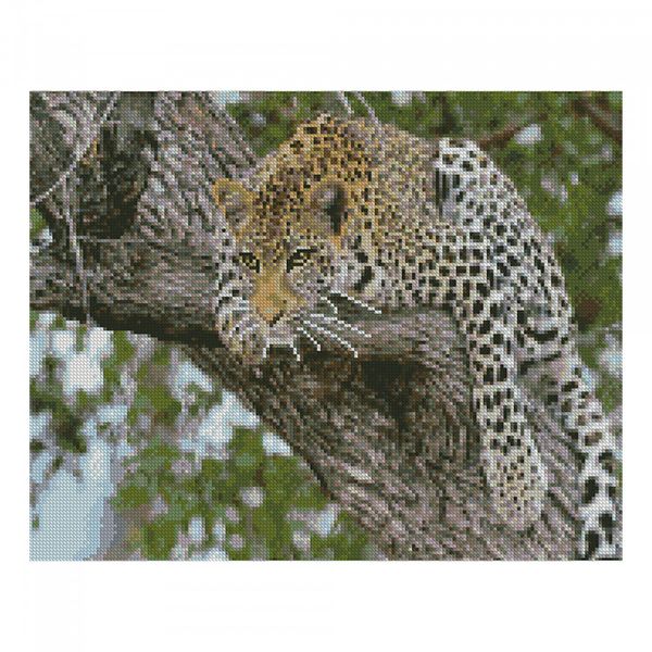Алмазна мозаїка. Strateg FA10050 "Леопард на дереві" 40х50 см FA10050 фото