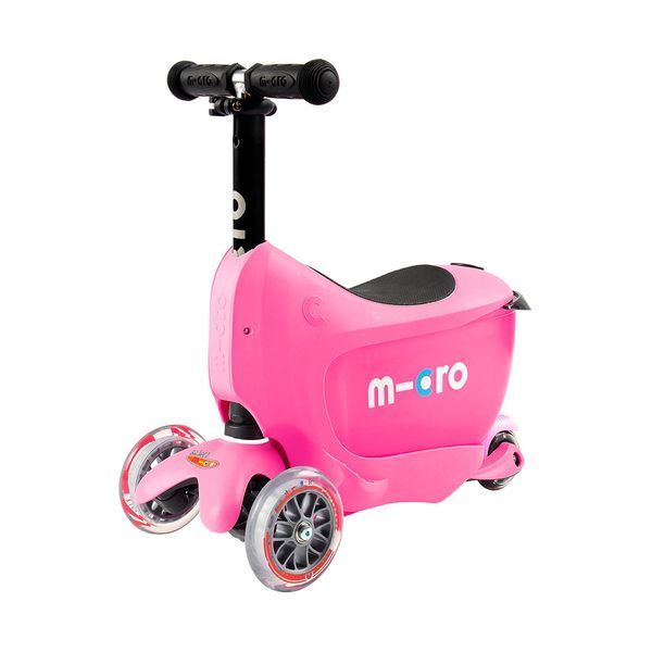 Самокат MICRO серії "Mini2go Deluxe Plus" - РОЖЕВИЙ (до 50 kg, до 20 kg з сидінням, триколісний) MMD033 - Уцінка 100349 фото