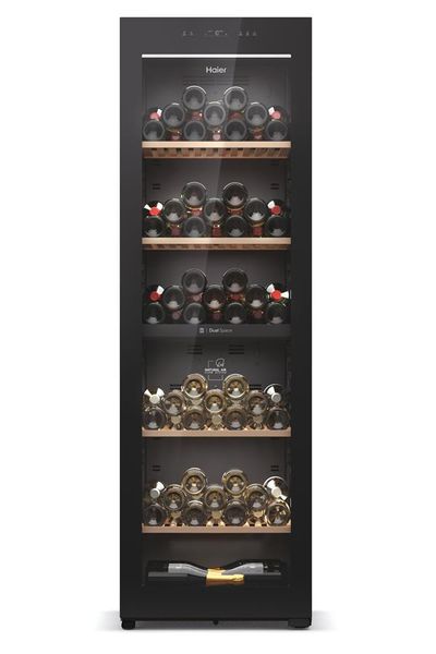Холодильник Haier для вина, 190x59.5х71, мороз.отд.-450л, зон - 1, бут-247, ST, дисплей, черный HWS247FDU1 HWS236GDGU1 фото