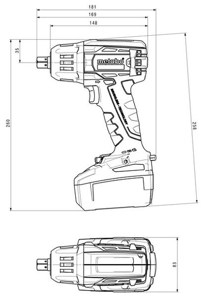 Гайковерт ударный Metabo SSW 18 LTX 400 BL, 18В, 2150об/мин, 620Нм, 1.3кг, без АКБ и ЗП (602205890) 602205890 фото