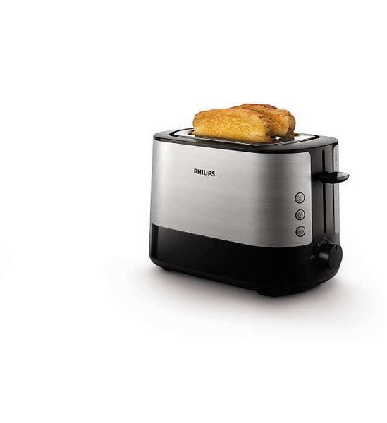 Тостер Philips Viva Collection, 1050Вт, пластик+ метал, чорний+нерж HD2637/90 - Уцінка HD2637/90 фото