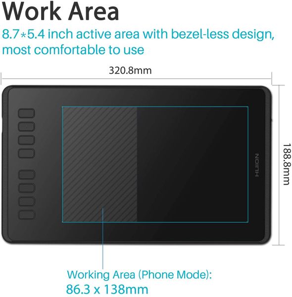 Графічний планшет Huion 8.7"x5.4" H950P, microUSB, чорний - Уцінка H950P_HUION фото