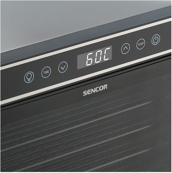 Сушарка для продуктів Sencor, 600Вт, піддонів -2.8x30см, діаметр-30см, електронне керув., чорний SFD7750SS фото