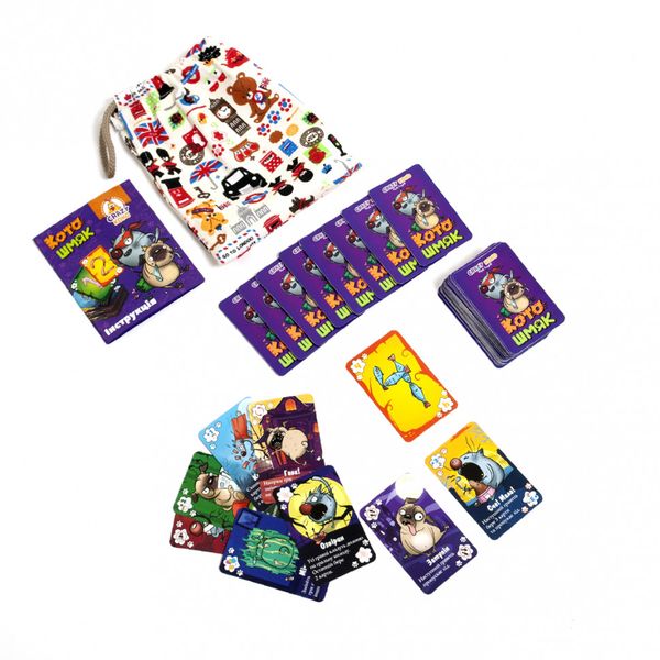 Дитяча настільна гра в мішечку "Котошмяк" , 110 карток (VT8077-09) VT8077-09 фото