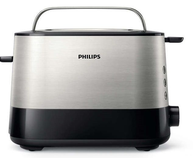 Тостер Philips Viva Collection, 1050Вт, пластик+ метал, чорний+нерж HD2637/90 - Уцінка HD2637/90 фото