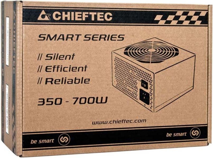 Блок живлення CHIEFTEC Smart (500W), >85%, 120мм, 1xMB 24pin(20+4), 1xCPU 8pin(4+4), 2xMolex, 3xSATA, 1xPCIe 8pin(6+2) GPS-500A8 фото