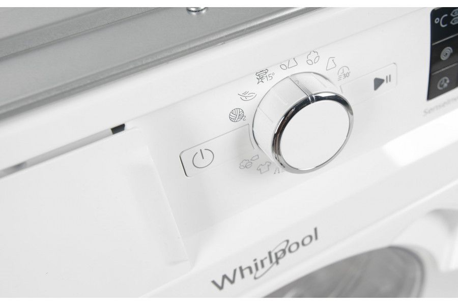 Стирально-сушильная машина Whirlpool встраиваемая фронтальная, 7(5)кг, 1400, A+++, 60см, дисплей, пара, инвертор, белый BIWDWG75148 фото