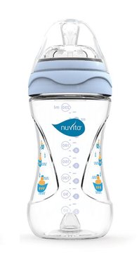 Детская бутылочка Nuvita Mimic 250 мл 3м+ Антиколиковая, голубая NV6030Blue - Уцінка NV6030Blue фото