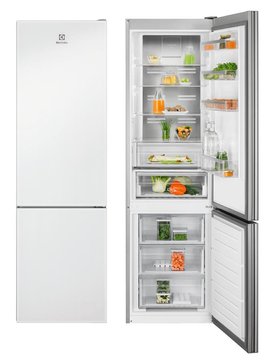 Холодильник Electrolux з нижн. мороз., 201x60х66, холод.відд.-244л, мороз.відд.-94л, 2дв., А++, NF, інв., диспл внутр., зона св-ті, білий+скло RNT7ME34G1 RNT7ME34G1 фото