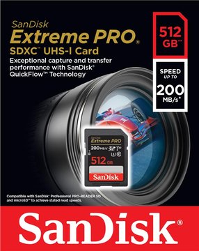 Карта памяти SanDisk SD 512GB C10 UHS-I U3 R200/W140MB/s Extreme Pro V30 (SDSDXXD-512G-GN4IN) SDSDXXD-512G-GN4IN фото