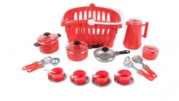 Игровой набор посуды "Иришка" 134OR с корзинкой 134OR(Red) фото