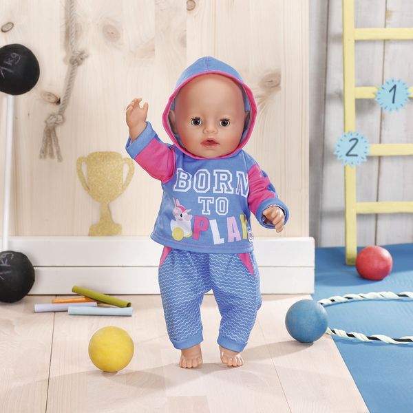 Набор одежды для куклы BABY BORN - СПОРТИВНЫЙ КОСТЮМ ДЛЯ БЕГА (на 43 cm, голубой) 830109-2 фото
