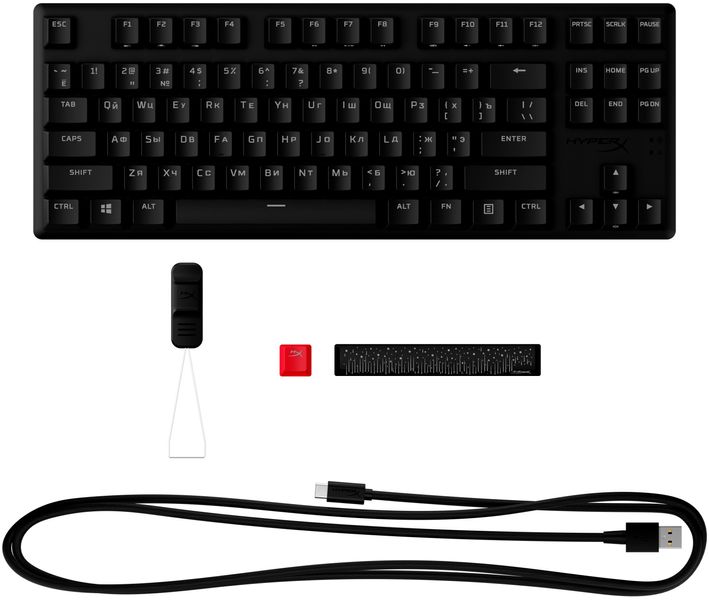 Клавіатура HyperX Alloy Origins Core PBT Red USB RGB ENG/UA Black (639N7AA) 639N7AA фото