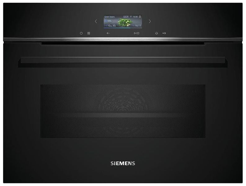 Духовой шкаф Siemens электрический компактный, 45л, A, дисплей, конвекция, ф-ция микроволн, черный CM724G1B1 фото