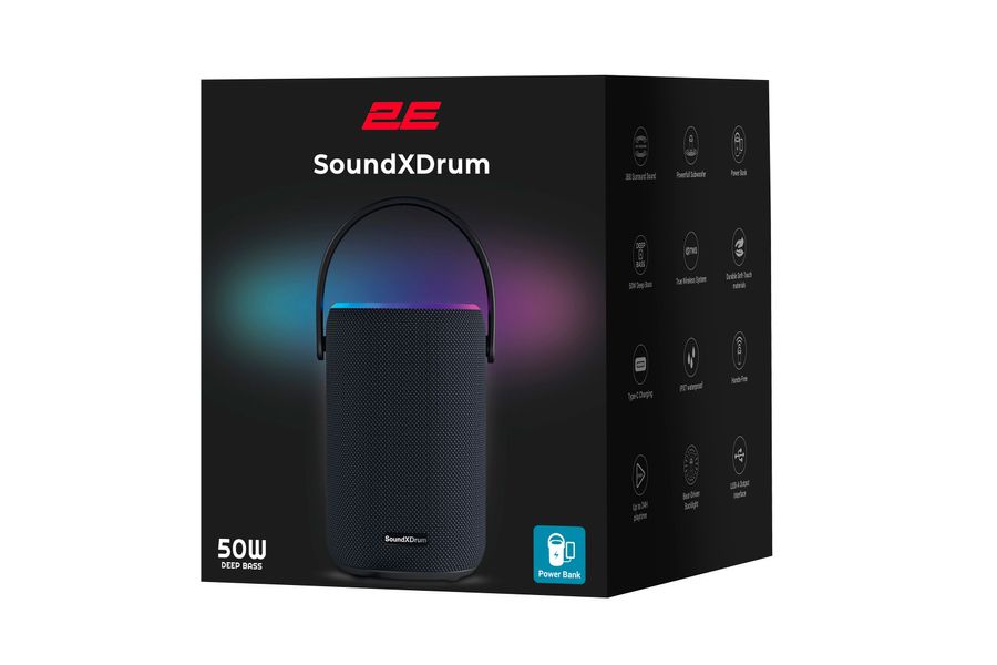 Акустична система 2E SoundXDrum TWS, MP3, Wireless, Waterproof Black 2E-BSSXDWBK фото