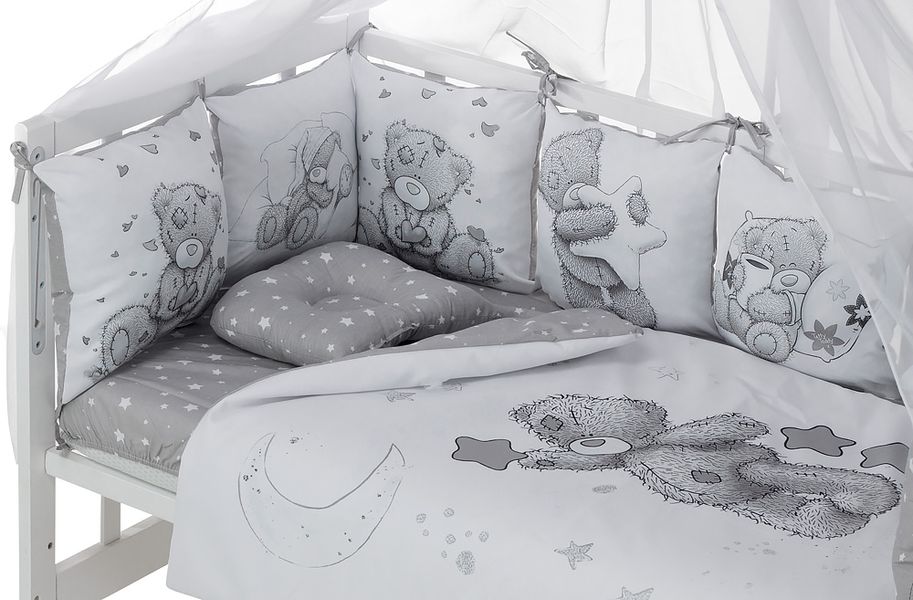 Детская постель Babyroom Bortiki Print-08 grey teddy 625473 фото