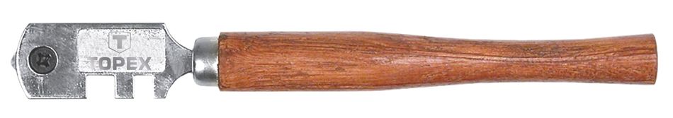 Стеклорез роликовый TOPEX, 6 режущих ножей, деревянная рукоятка, 130 мм. (14A710) 14A710 фото
