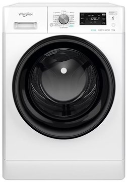 Стиральная машина Whirlpool фронтальная, 9кг, 1400, A+++, 60см, дисплей, пара, инвертор, черный люк, белый FFB9448BVUA фото