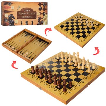 Дерев'яні шахи 162, 3в1 (шашки, нарди) 162 фото