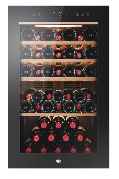 Холодильник Haier для вина, 82x49.7х58, мороз.відд.-118л, зон - 1, бут-49, ST, дисплей, чорний (HWS49GAE) HWS49GAE фото