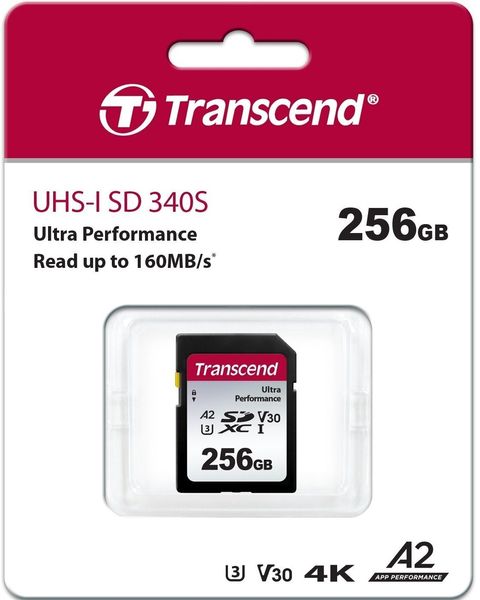 Карта пам'яті Transcend SD 256GB C10 UHS-I U3 A2 R160/W90MB/s 4K (TS256GSDC340S) TS256GSDC340S фото