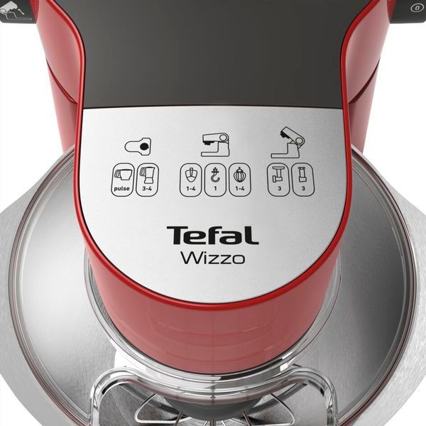 Кухонна машина Tefal Wizzo 1000Вт, чаша-метал, корпус-метал/пластик, насадок-6, червоний - Уцінка QB317538 фото