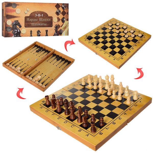 Дерев'яні шахи , 3в1 (шашки, нарди) (162) 162 фото