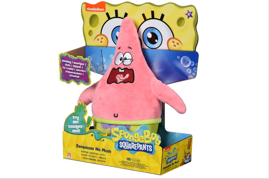 Мягкая игрушка SpongeBob Exsqueeze Me Plush Patrick Burp со звуком EU690903 - Уцінка EU690903 фото