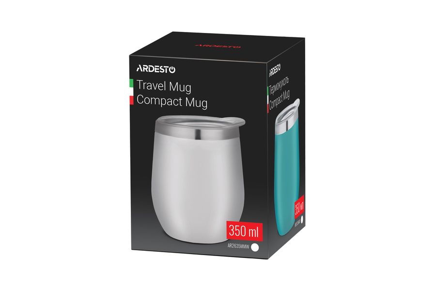 Термокухоль Ardesto Compact Mug 350 мл, нержавіюча сталь, білий (AR2635MMW) AR2635MM фото