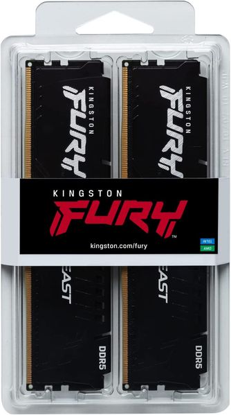 Пам'ять ПК Kingston DDR5 16GB KIT (8GBx2) 5600 FURY Beast Black (KF556C40BBK2-16) KF556C40BBK2-16 фото