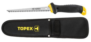 Ножівка по гіпсокартону TOPEX, тримач пластмаса, 8TPI, лезо 150 мм, 300 мм, чохол 10A717P фото