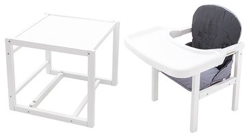 Стульчик- трансформер Babyroom Винни-240 белый пластиковая столешница графит-серый (мишка с чашкой) 626041 фото