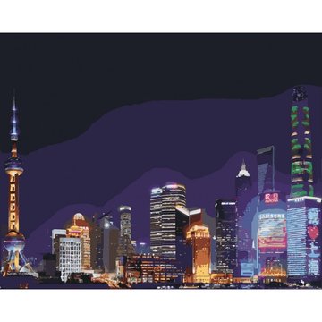 Картина по номерам. Городской пейзаж "Ночной Шанхай" , 40*50 см (KHO3507) KHO3507 фото