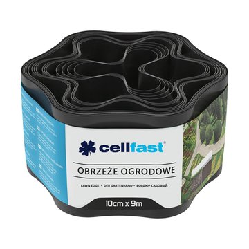 Лента газонная Cellfast, бордюрная, волнистая, 10смх9м, черный (30-031H) 30-031H фото