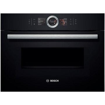 Духовой шкаф Bosch электрический компактный, 45л, A, дисплей, конвекция, ф-ция микроволн, черный CMG636BB1 фото
