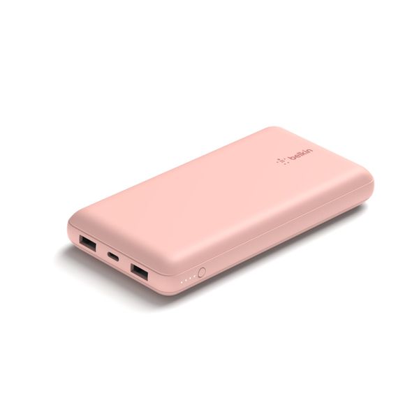Акумулятор портативний літій-іонний Power Bank Belkin 20000мА·год 15Вт, 2хUSB-A/USB-C, рожевий (BPB012BTRG) BPB012BTRG фото