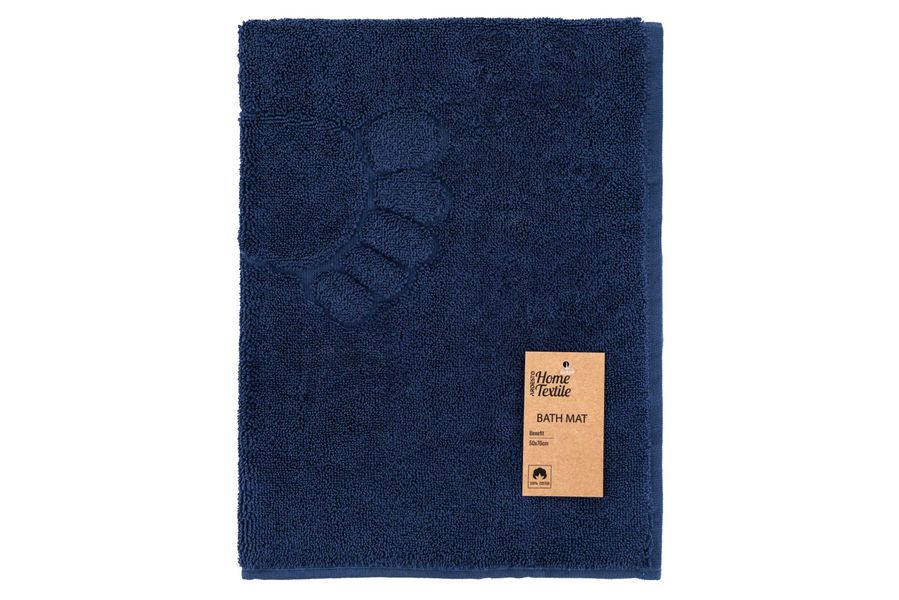 Килимок для ніг махровий Ardesto Benefit, 50х70см, 100% бавовна, темно-синій ART2457IV фото