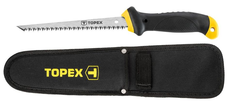 Ножівка по гіпсокартону TOPEX, тримач пластмаса, 8TPI, лезо 150 мм, 300 мм, чохол (10A717P) 10A717P фото