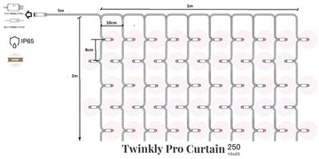 Smart LED Гірлянда Twinkly Pro Curtain RGBW 250 (10 по 25), IP65, AWG22 PVC Rubber зелений TW-PLC-CU-CA-10X25SPP-GR TW-PLC-CU-CA-10X25SPP-GR фото