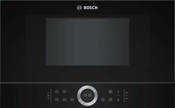 Мікрохвильова піч Bosch вбудовувана, 21л, електр. управл., 900Вт, дисплей, інвертор, чорний (BFL634GB1) BFL634GB1 фото