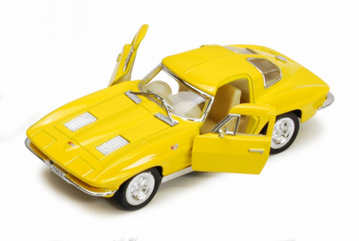 Дитяча модель машинки Corvette "Sting Rey" 1963 року Kinsmart інерційна, 1:32 Yellow (KT5358W(Yellow)) KT5358W(Yellow) фото