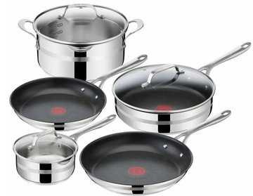 Набор посуды Tefal Jamie Oliver Cook Smart 8 предметов, нержавеющая сталь, с крышкой, 16 см, 24 см, 25 см, 24 см, 28 см (E310S874) E310S874 фото
