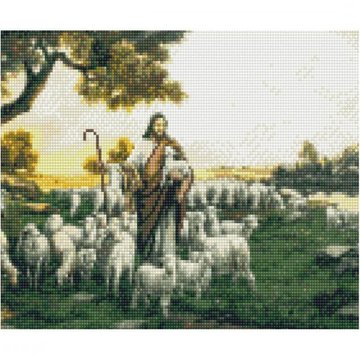 Алмазна мозаїка "Пастух зі стадом овець" Strateg 30х40 см (HX042) HX042 фото
