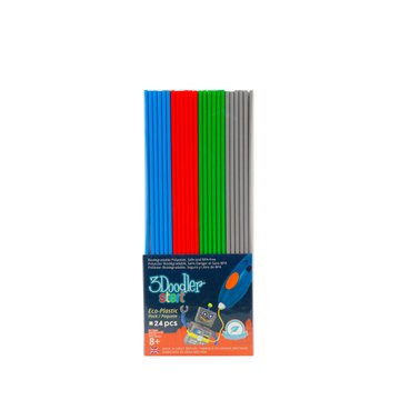 Набір стрижнів для 3D-ручки 3Doodler Start - МІКС (24 шт: сірий, блакитний, зелений, червоний) KS-3DS-ECO-MIX2-24 3DS-ECO-MIX2-24 фото