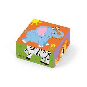 Дерев'яні кубики-пазл Viga Toys Звірята (50836) 50836 фото