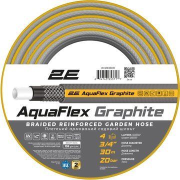 Шланг садовий 2Е AquaFlex Graphite 3/4" 30м 4 шари 20бар -10+50&deg;C - Уцінка 2E-GHC34C30 фото