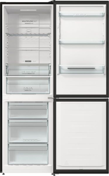 Холодильник Gorenje з нижн. мороз. камерою, 185х60х60см, 2 дв., Х- 204л, М- 96л, A+, NoFrost Plus, Fresh zone, чорний (NRK619EABXL4) NRK619EABXL4 фото