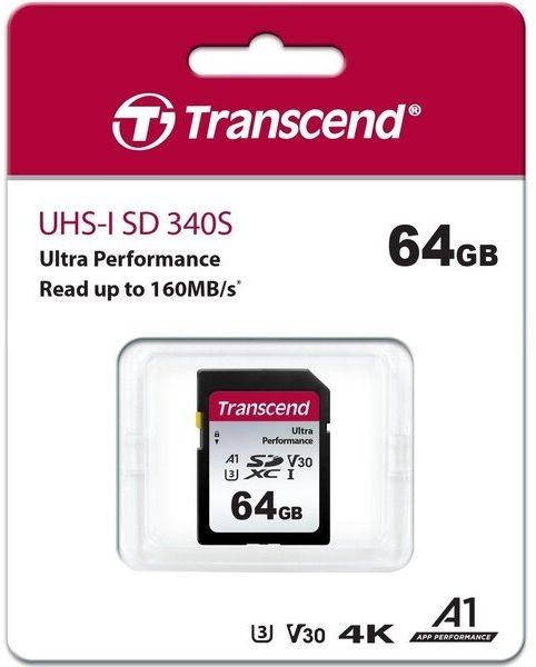 Карта пам'яті Transcend SD 64GB C10 UHS-I U3 R160/W50MB/s 4K (TS64GSDC340S) TS64GSDC340S фото